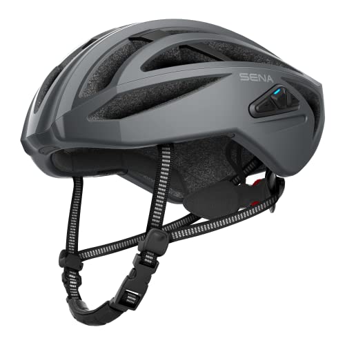 Sena R2 / R2 EVO / (Alexa Built-in) only R2X, Smart Bluetooth and Mesh Intercom Communications Road Cycling Helmet - color: Matte Gray, size: Medium, style: R2X Mesh Intercom (Alexa Built-In)