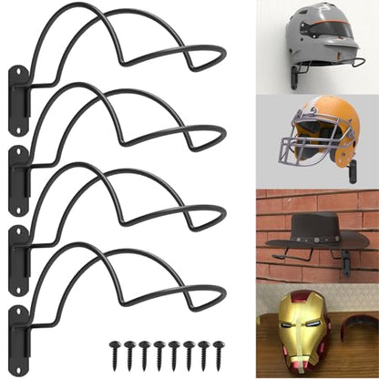 Yuleimy Helmet Wall Mount, Heavy Duty Football Helmet Holder, 4 Pack | Durable Steel Garage Shelf, Sleek Helmet Wall Mount Display Fits Football Helmet Wall Mount And Baseball Gear - size: 4 Pack