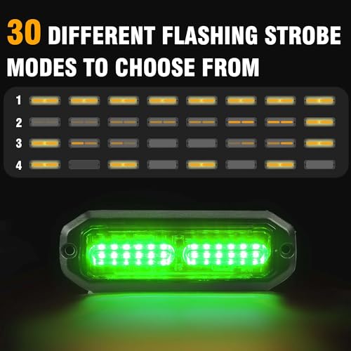 WINECO 8PCS LED Strobe Lights 12V Sync Feature Green 12LED Emergency Hazard Warning Lights with Strobe Controller for Trucks Vehicles ATV RV Cars Van - color: Green
