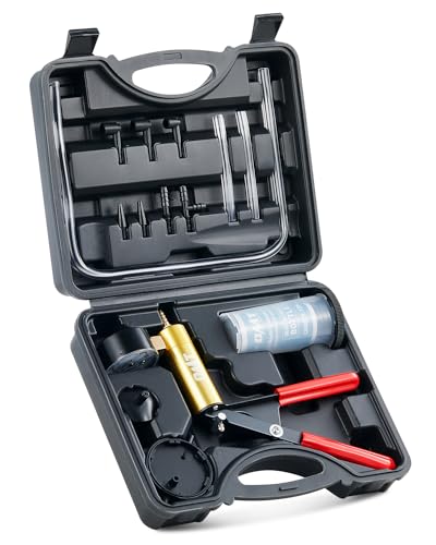 Orion Motor Tech Brake Bleeder Kit with Hand Pump and Pressure Gauge, Hand Vacuum Pump with Brake Bleeder Bottle Adapters Case & Gloves for One Person Brake Fluid Power Steering Fluid Bleeding - color: Black