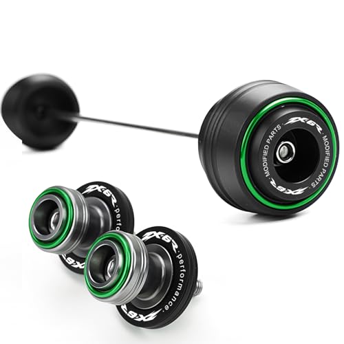 Compatible with ZX-6 ZX6R 2010-2024 2025 2026 Motorcycle Front Wheel Axle Crash Protector Pad Rear Swingarm Spools Slider Stand Accessories (Green) - color: Green
