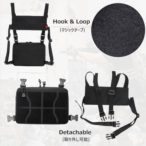 Azarxis Tactical Mini Belt Pouches, Multi-Purpose Small Battery Case Compact Utility EDC Card Slot Holder Waist Bags Military Molle Pack Sundries Storage Pack - color: #07 Black - with Hook and Loop