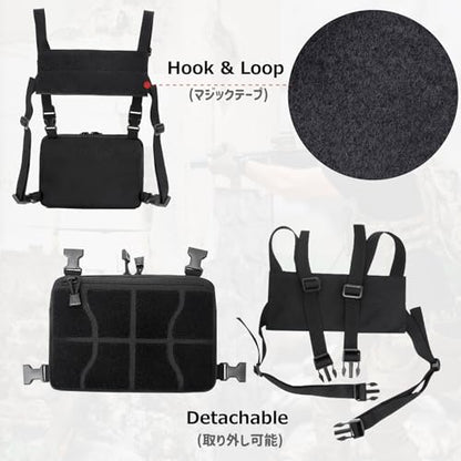 Azarxis Tactical Mini Belt Pouches, Multi-Purpose Small Battery Case Compact Utility EDC Card Slot Holder Waist Bags Military Molle Pack Sundries Storage Pack - color: #07 Black - with Hook and Loop