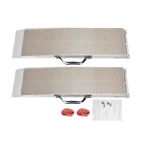 Folding Aluminum Ramp, Portable Ramp, 11" Loading Ramps for Motorcycle, 749.57 Lbs Each Load Capacity for Bike Ramps, ATVs, E-Scooter, Indoor Storage, 2PC (89.76 * 11.02in)