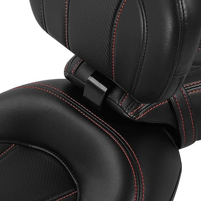 SLMOTO Motorcycle Low-Profile Passenger Rieder Seat, Driver Sissy Bar Backrest Pad Passenger Backrest For Harley Touring CVO Road King Street Glide Road Glide Electra Glide 2014-2023 Black Red - color: Style A Red Seat+2BackrestA
