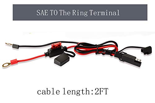 iMESTOU 2FT SAE O Ring Terminal Harness with 10A Fused 2-Pin Quick Disconnect Plug (5PCS-Pack) - color: 5PCS-Pack