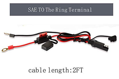 iMESTOU 2FT SAE O Ring Terminal Harness with 10A Fused 2-Pin Quick Disconnect Plug (5PCS-Pack) - color: 5PCS-Pack