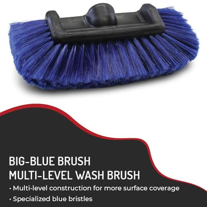 Hi-Tech 14” Car Wash Brush Head – Soft Bristles for Cars, Trucks, RVs, Boats, Campers – Multi-Level Design – Fits Threaded Handles – Flow-Thru Capable