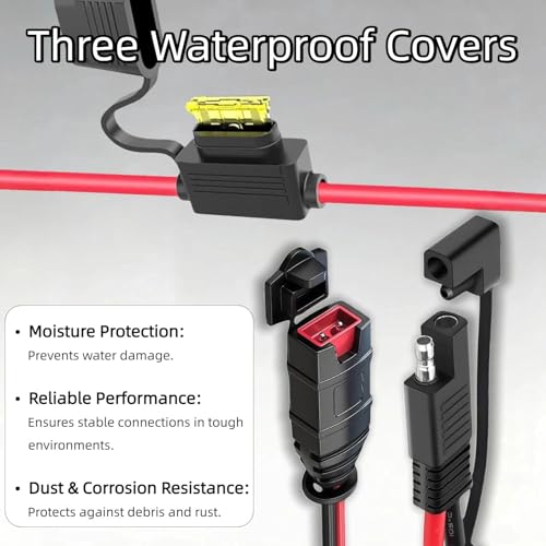 SAE Adapter Connection Components Compatible with NOCO Genius 5 GC009 Intelligent Battery Charger 4269, with 14AWG Pure Copper SAE Connector Tail Fiber, Used for Motorcycle/ATV/UTV/car