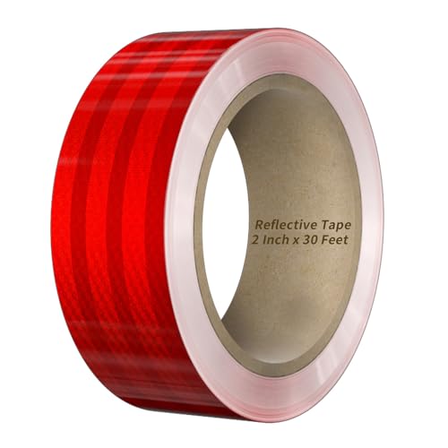 Reflective Tape, 2 Inch x 30 Feet - High Intensity - Red Reflective Safety Tape Waterproof Conspicuity for Trailer Reflector Trucks Bikes Baby Strollers Helmets - color: Red, size: 2 Inch x 30 Feet