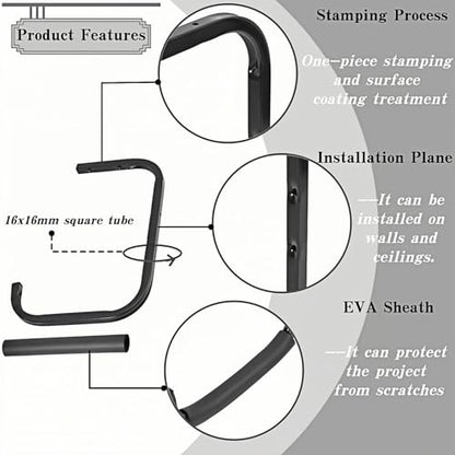 Overhead Garage Storage Rack, Heavy Duty Ceiling Storage Hooks Utility Hanger for Lumber Ladder Bike & Other Bulky Items (6) - size: 12inch