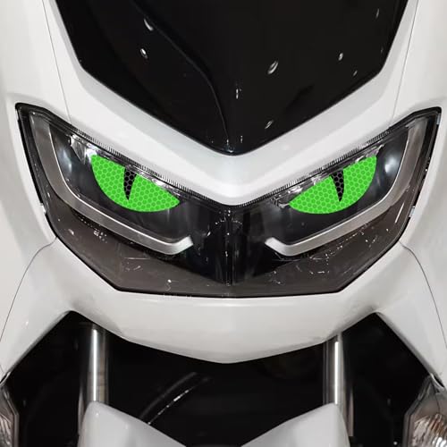 2 Pairs Car Reflective Stickers Cat Eyes, Motorcycle Headlight Semicircle Eye Decals, Waterproof Vinyl Safety Warning Decals for Car Truck Window Rear Tailgate (Green) - color: Green