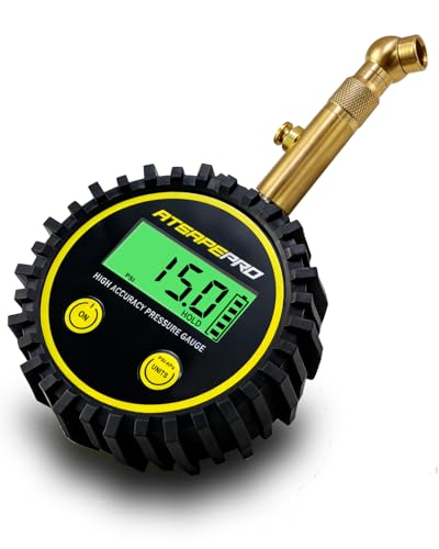 Digital Tire Pressure Gauge for Low Pressure Tires - 0-15 PSI ±0.5% Accuracy, Backlit LCD with 4 Units & Battery Indicator, 360° Swivel Head for Schrader Valve, Fit for ATVs, UTVs, Golf Carts - size: 15PSI