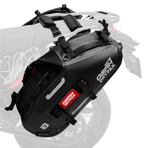 OSAH DRYPAK Motorcycle Saddle Bags, Waterproof Durable Saddlebags 48L(24L*2), Large Capacity Anti-Vibration Pannier Bags, Ideal Luggage Bag for Adventure and Sport Motorcycle Racks, 1 Pair - size: 48L