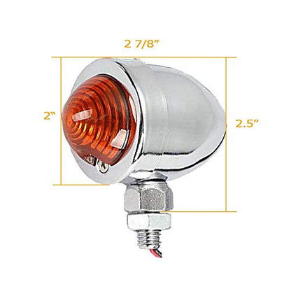 Motorcycle Turn Signals 2pcs Chrome Front Rear Turn Signals 12V with Bullet Shape and Amber Lights Fit Universal Fit for Harley Honda Yamaha Dukati Suzuki - color: Silver/Amber