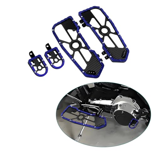 Motorcycle Front Rear Floorboard Footboard Fit For Harley Touring Road King Road Glide Street Glide Electra Glide Ultra Limited 1984-2025 (Blue Front & Rear Floorboards Set) - color: Blue Front & Rear Floorboards Set