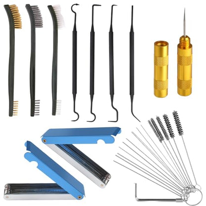 11 Pack Carb Cleaning Kit, Torch Tip Dirt Removal Set for Jets Nozzles Orifices, Throttle Body Tools for Chainsaw Motorcycle ATV Carb Welding Stove Shower Head Maintenance - style: 36 Needles & 8 Brushes & Wrench & 5 Picks