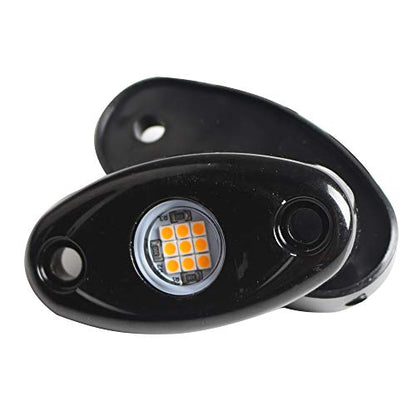 4Pods LED Rock Lights Amber Yellow LED Neon Underglow Light for Car Truck ATV UTV SUV Boat Underbody Glow Trail Rig Lamp - color: Yellow