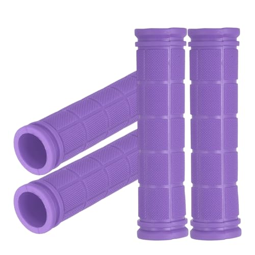 2 Pair Soft Rubber Handlebar Grips, Bicycle Handlebar Grips Bike Handle Bar Wrap Non-Slip 4.5 Inch - Fitting for Mountain Bikes/Road Bicycles/Scooter - color: Purple
