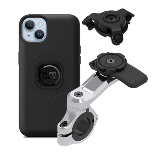 Quad Lock Motorcycle Handlebar Phone Mount PRO Chrome with Vibration Dampener and MAG Phone Case for iPhone 14 Plus - size: iPhone 14 Plus