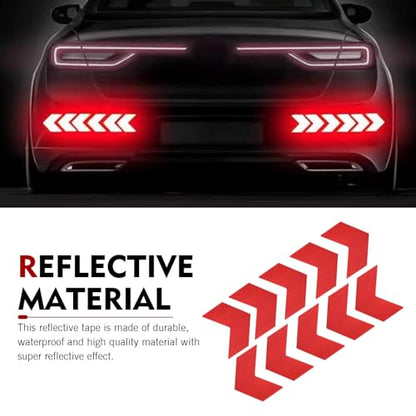 10 PCS Car Arrow Reflective Stickers, 1.97" x 1.81" Waterproof Safety Tapes, High Visibility Night Caution Warning Reflective Stickers, Universal for Most Cars (Red) - color: Red