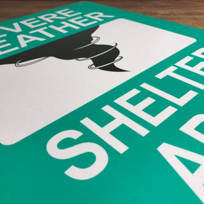 TRADESAFE Severe Weather Shelter Area Sign - Storm Shelter Sign, Quick Install, Light Reflective, UV-Resistant, Waterproof, 10” X 14” Aluminum Safety Signs for Business - style: Severe Weather Shelter Area