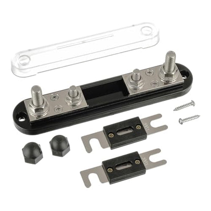 BOJACK ANL Fuse Holder with 400 Amp ANL Fuse, ANL Fuse Block with 2 Pieces 400A ANL Fuse, M10 Stud Terminals Maximum Current 750A, for Trucks, Cars, Ships, etc. - size: 400A
