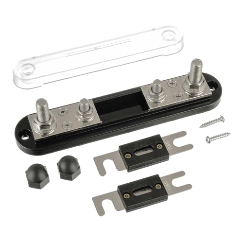BOJACK ANL Fuse Holder with 400 Amp ANL Fuse, ANL Fuse Block with 2 Pieces 400A ANL Fuse, M10 Stud Terminals Maximum Current 750A, for Trucks, Cars, Ships, etc. - size: 400A