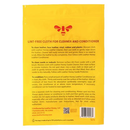 Leather Honey Lint-Free Application Cloth: Microfiber Cloth for Use with Leather Conditioner and Cleaner. Made in The USA Since 1968 (Pack of 2) - size: Small (Pack of 2)