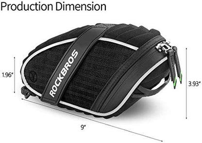 ROCKBROS Bike Seat Bag, Bicycle Saddle Bag Under Seat 3D Shell Cycling Seat Pack for Mountain Road Bikes Black - color: Black