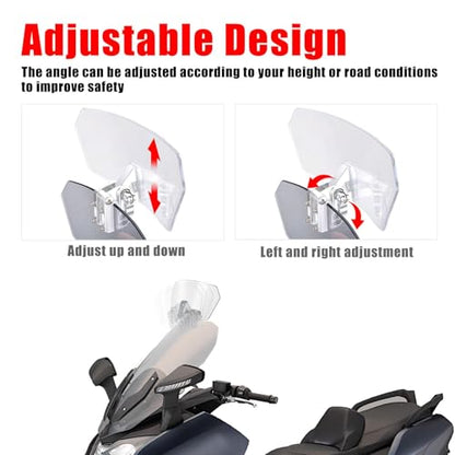 Universal Motorcycle Windshield Extension Spoiler Clips | for Kawasaki BMW Triumph Motorbike, Suzuki, Dirt Bikes, Adjustable Wind Air Deflector(Light Gray)