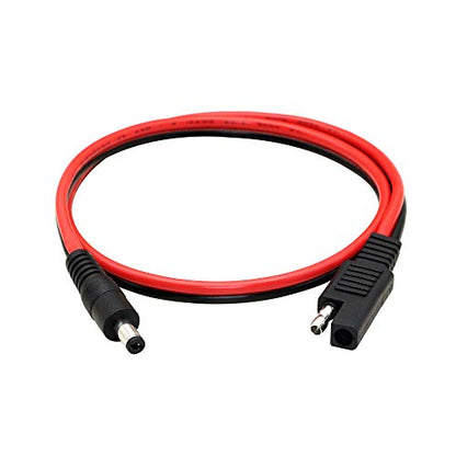 CERRXIAN 60cm 14AWG DC 5.5mm x 2.1mm Male to SAE 2 Pin Quick Disconnect Wire Harness Extension Cable for Portable Powers, Motorcycle Solar Panel Charger (M Black) - color: Male Black&Red