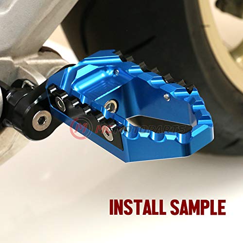 MC MOTOPARTS Blue Front Wide Touring 25mm Extended Footpegs Compatible with MT-07 MT-09 Tracer 13-18 YZF R3 15-18 MT-10 - color: Blue, size: 25mm Extension