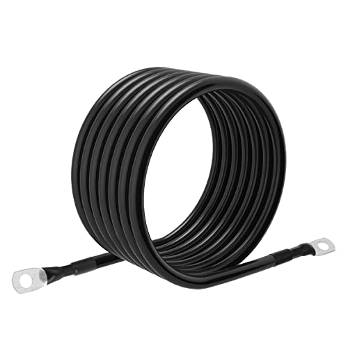 6 AWG Battery Cables 6 Gauge Battery Power Inverter Cable with 5/16 Inch Tinned Copper Lugs Both Ends for Solar Marine Boat RV Car Motorcycle 2 pcs (7FT) - size: 7FT