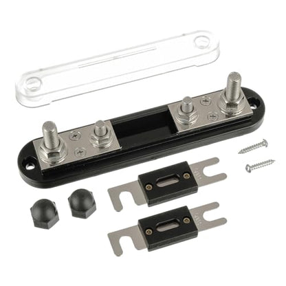 BOJACK ANL Fuse Holder with 500 Amp ANL Fuse, ANL Fuse Block with 2 Pieces 500A ANL Fuse, M10 Stud Terminals Maximum Current 750A, for Trucks, Cars, Ships, etc. - size: 500A