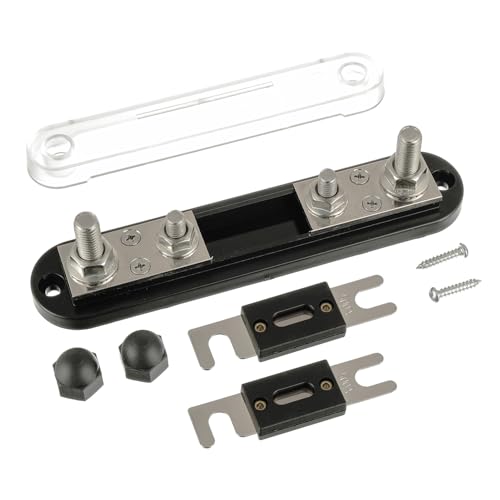 BOJACK ANL Fuse Holder with 500 Amp ANL Fuse, ANL Fuse Block with 2 Pieces 500A ANL Fuse, M10 Stud Terminals Maximum Current 750A, for Trucks, Cars, Ships, etc. - size: 500A