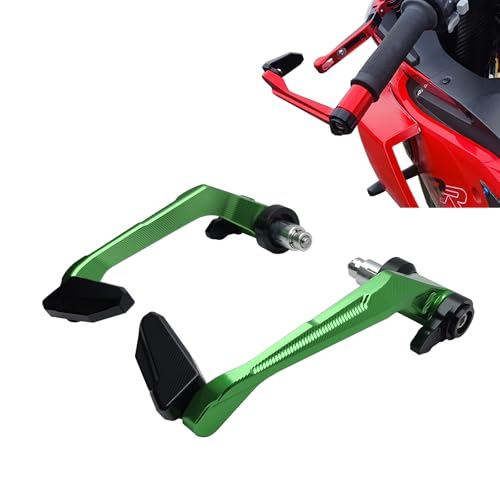 Motorcycle Brake Clutch Lever Guards Replacement for Ninja 500 400 300 250R ZX6R ZX10R ZX4RR ZX14R, CNC Aluminum Handlebar Protector Universal for 13-22mm Hollow Bar or M8 Thread(Green) - color: Green