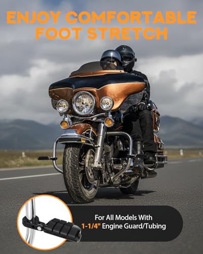 PBYMT Highway Pegs, P-Clamp A3 Steel Highway Footpegs Footrest Fit For 1.25''(32mm) Crash Bars Compatible with Harley Davidson Touring Black - color: Black