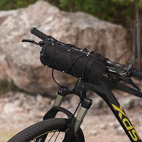KOSIBATE Bike Handlebar Bag with Shoulder Strap, Mountain Road Bikes Bicycle Front Bag Frame Storage (Black) - color: Black