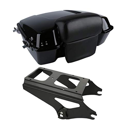 TCMT Chopped Motorcycle Trunk Black Latch Backrest Mount Rack Fit for Harley Touring 2009-2013 Road King Road Glide Street Glide Electra Glide Pack - color: Black Latches/ Mounting Rack, size: Style B