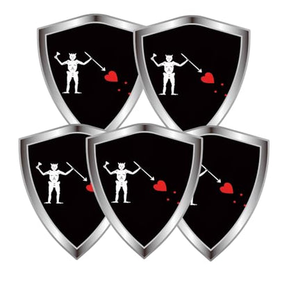 Blackbeard Flag Decal Sticker - Pirate Edward Teach Flags Shield Shape Reflective Vinyl Car Stickers - for Car Window Bumper Laptop Waterproof Sticker (5Pcs) - color: Pirate Edward