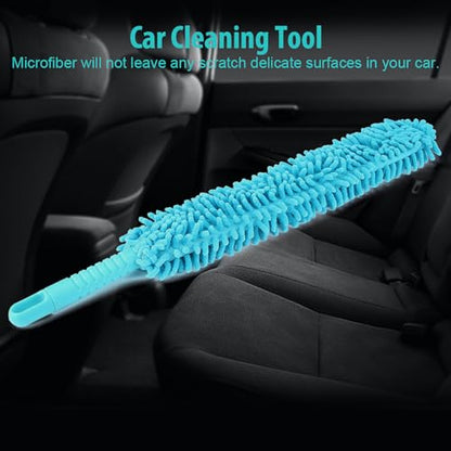Flexible Car Cleaning Brush, Long Soft Microfiber Wheel Detailing Tool Interior Exterior Wash Kit Multipurpose Automotive Cleaning Accessories
