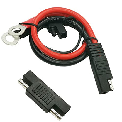 SAE Battery Charging Cable 10AWG SAE to O Ring Terminal Connectors Harness Wire, 2-Pin Quick Disconnect SAE Extension Wire for Solar Panel Motorcycle Etc with 1 SAE Polarity Reverse Connector