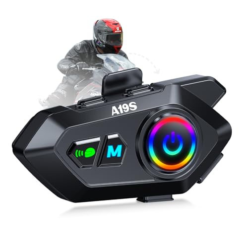 Motorcycle Helmet Bluetooth Headset, Bluetooth 5.4 Intercom for 2 Riders up to 1000m, IPX7 Waterproof, HD Speakers for Harley, Dirt Bike, ATV, & Snowmobile Helmet Communication System