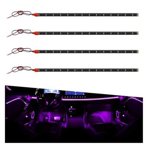 4PCS DC 12V Waterproof Car LED Light Strip, 30CM/1Ft 3528 15SMD Car Underbody Light Strip with 9" Wire, Vehicle Interior Exterior Decoration Light for Golf Cart, Boat, Motorcycle (Purple) - color: Purple