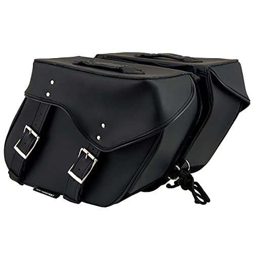 Milwaukee Leather PVC 2-Strap Throw-Over Easy Zip off and off Motorcycle Saddlebags - Medium - color: SH55201ZB-BLACK, size: Medium