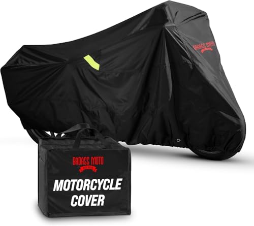 Badass Moto Ultimate Motorcycle Cover Waterproof Outdoor, Heavy Duty Motorcycle Cover for Harleys - Motorcycle Sun Cover, Fits Harley Davidson Motorcycle Covers, Street or Sportbike Cover - Small - color: Badass Black, size: [S] 86"L x 36"W x 50"H
