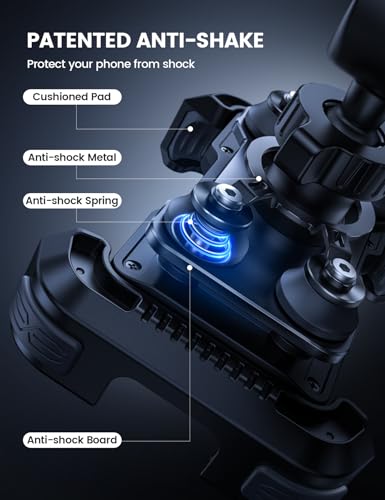 Lamicall Motorcycle Phone Mount Holder - [Dual Vibration Dampener] [Upgrade Handlebar Clip] Motorcycle Cell Phone Holder, Bike Phone Mount, Gifts for iPhone 16 15 14 Pro Max, 4.7-6.7" Phones, Black - color: Black