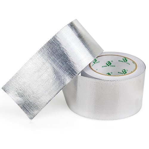 BOMEI PACK Adhesive Aluminum Foil Heat Shield Tape Barrier 3in x 66ft, Fiberglass Thermal Insulation Reflective Material High Temp Protection - size: 3in*66ft