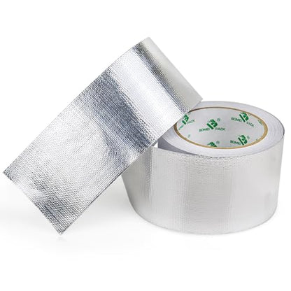 BOMEI PACK Adhesive Aluminum Foil Heat Shield Tape Barrier 3in x 66ft, Fiberglass Thermal Insulation Reflective Material High Temp Protection - size: 3in*66ft